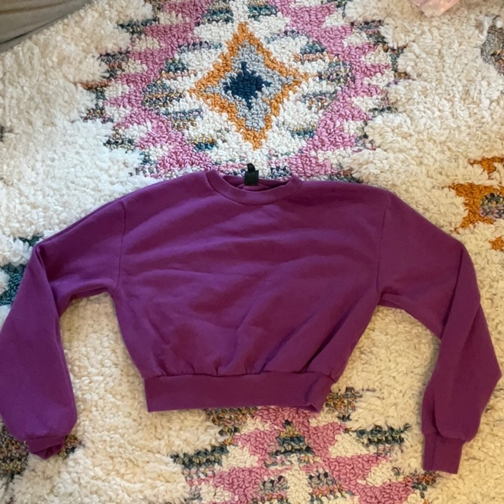 Wild fable purple cropped crew neck sweatshirt